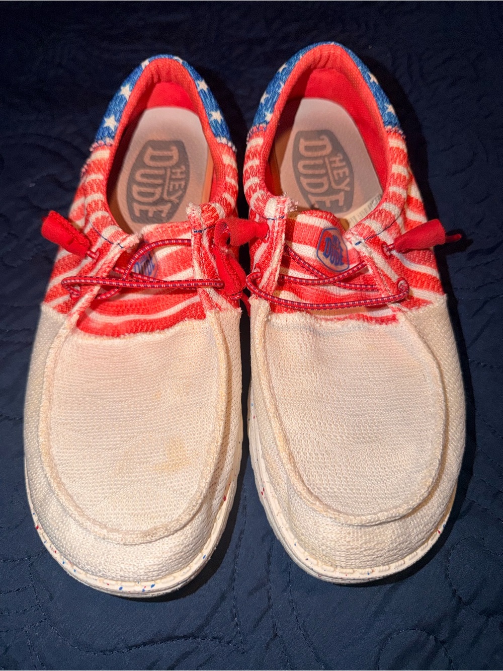 Hey Dude Red, White & Blue Slip-On Canvas Sneakers